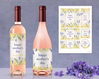 Happy Mother's Day Labels, Mother's Day Gift Wine Bottle Label, Mother's Day Gift, Instant Download, Mother's Day Printable