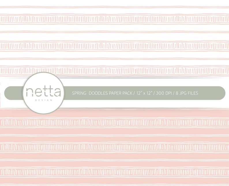 Doodle Digital Paper Pack, Spring Digital Papers, Hand Drawn Patterns ...