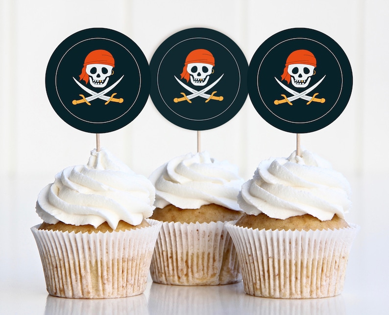 Pirate Cupcake Toppers, Instant Download, Pirate Birthday Dekoration, Piraten Party Dekoration