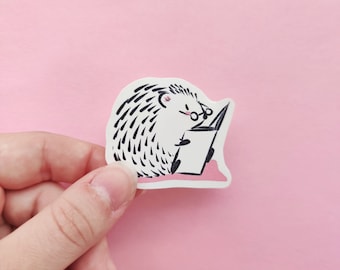 Reading Hedgehog Stickers Glossy Scrapbooking