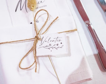 Handmade customizable first name place markers for weddings, baptisms, birthdays