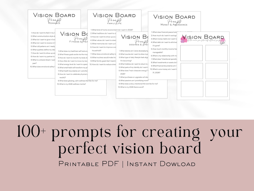 Vision Board Worksheet Printable, Goal Setting, Manifestation Chart ...