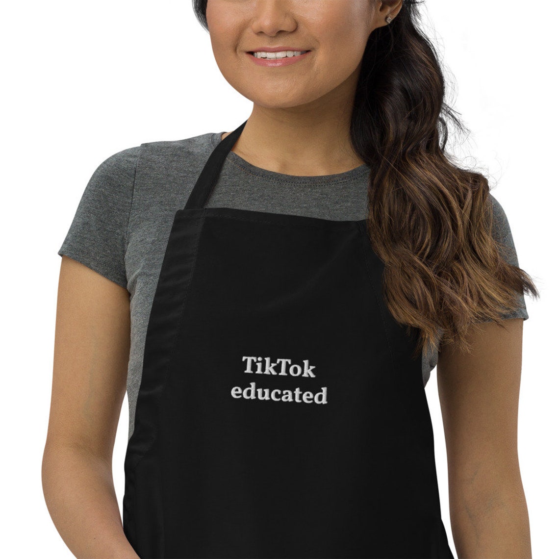 TikTok Educated Embroidered Apron Etsy