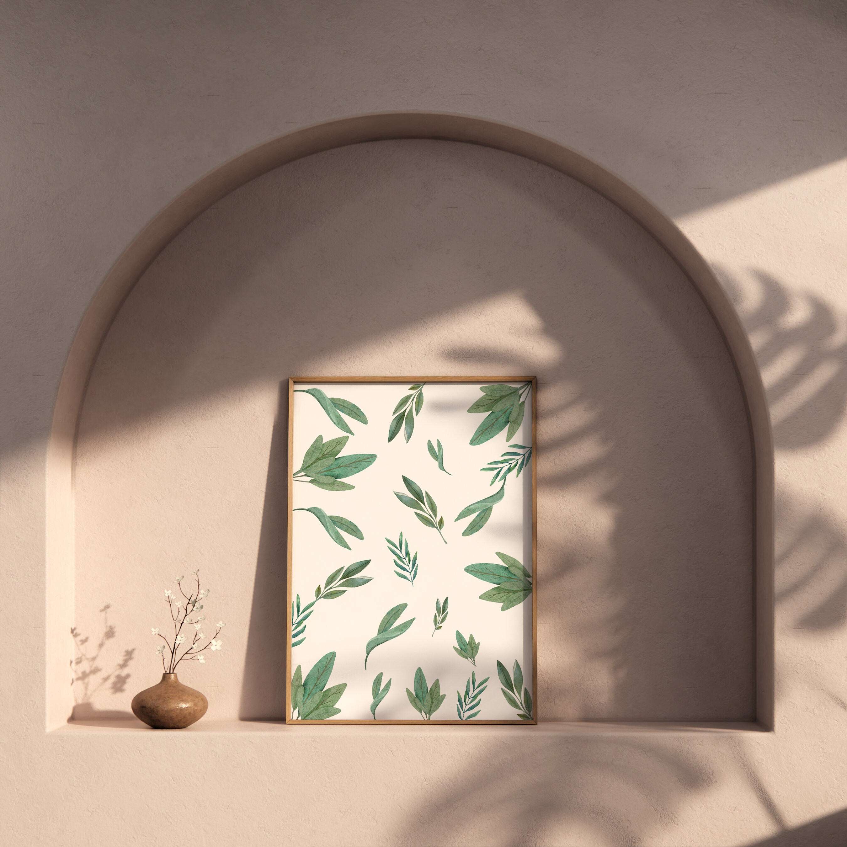 Sage Green Wall Art Set of 4 Print, Botanical Wall Art, Boho Green Wall