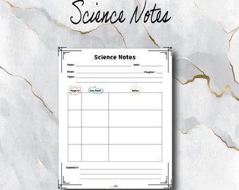 Science Notes | 3 Sections | Instant Download | Lifetime Printable PDF