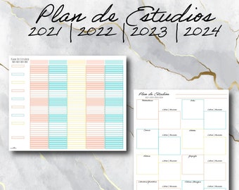 Planificación de Estudios | 2021 | 2022 | 2023 | 2024 | Descarga Instantánea | Página PDF 8.5x11 | Editable e Imprimible* por Vida