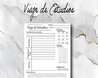 Reporte de Viaje Escolar | Plantilla en Blanco y Negro | Descarga Instantánea | PDF Imprimible