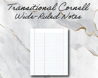 Top-to-Bottom | Transitional Cornell Notes Template | Handwriting Spacing for Primary Students | Instant Download PDF