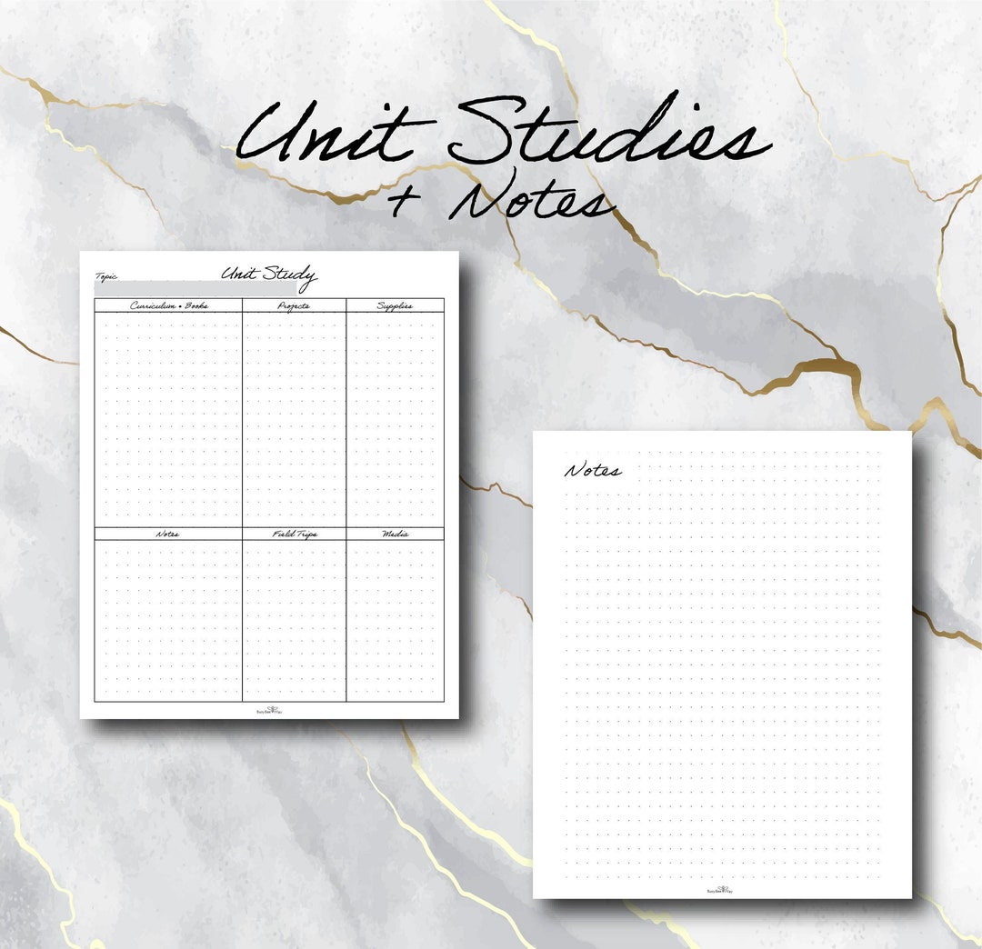 Unit Study | Lifetime Editable Printable | Black + White | Digital PDF ...