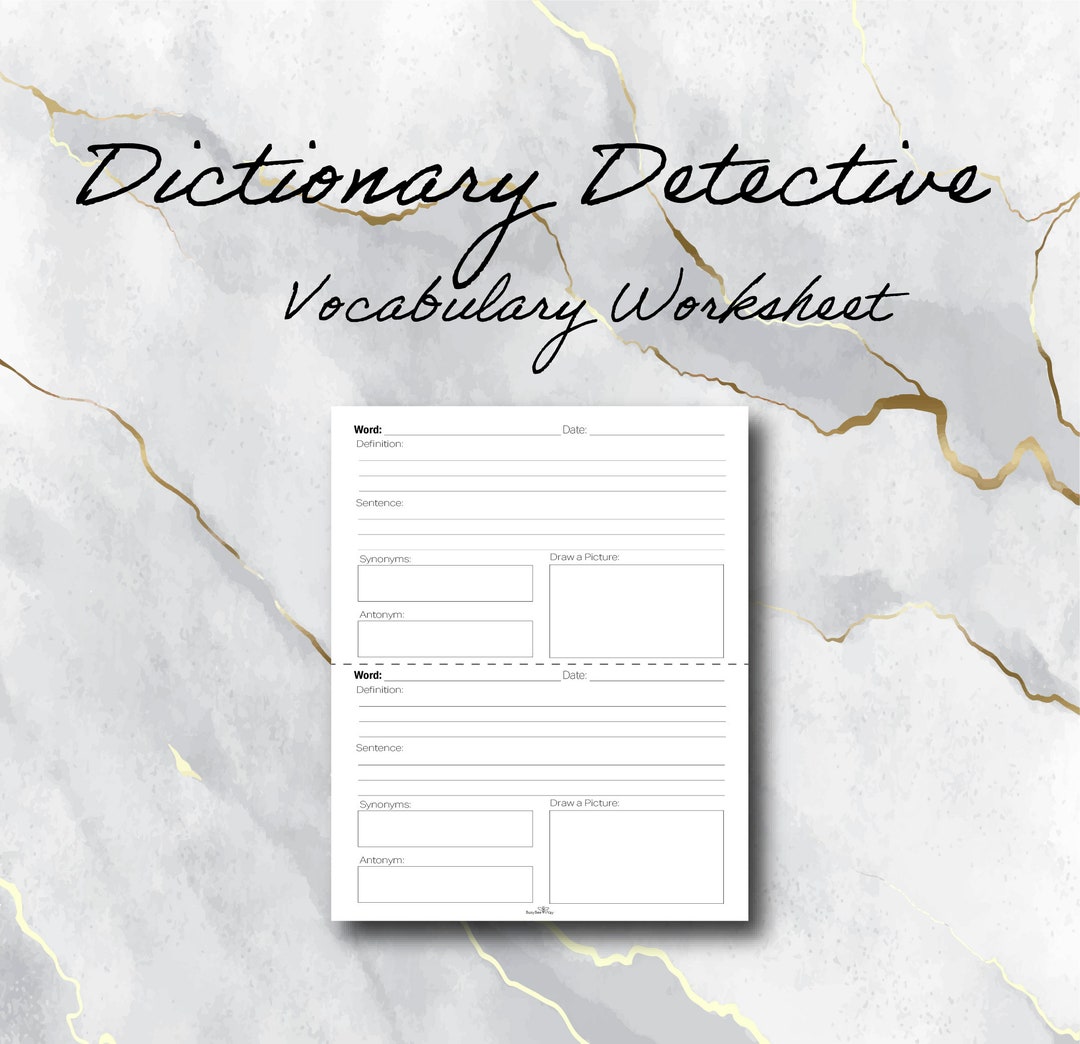 Vocabulary Worksheet Template for Students - Printable Instant Download ...