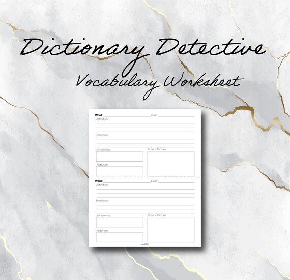 vocabulary worksheet template for students printable instant etsy