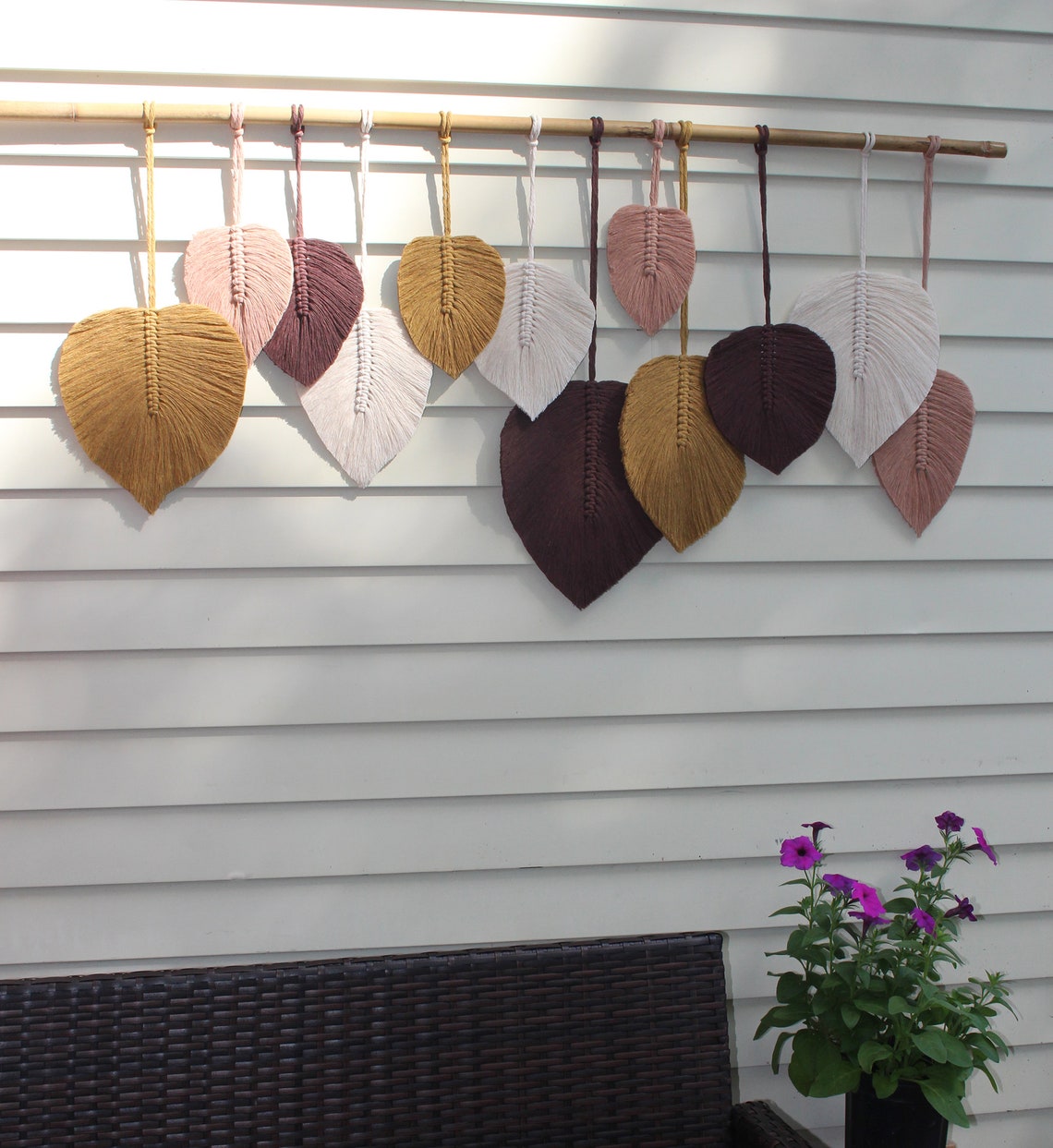 Large Macrame Wall Hanging leaves / Macrame Feathers / Etsy