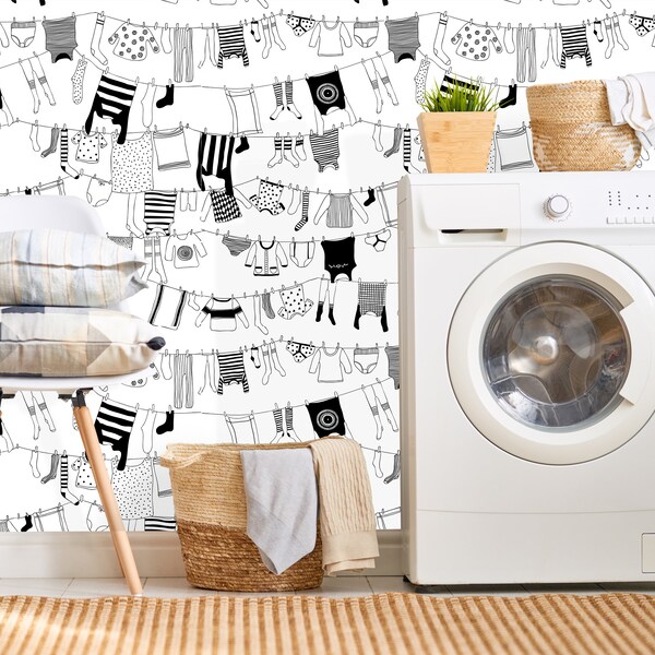 Laundry Wallpaper - Etsy