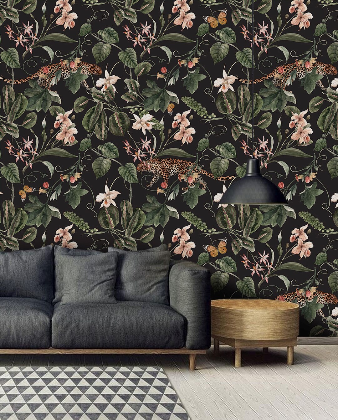 Dark Tropical Wallpaper Peel Stick, Botanical Wall Mural - Etsy
