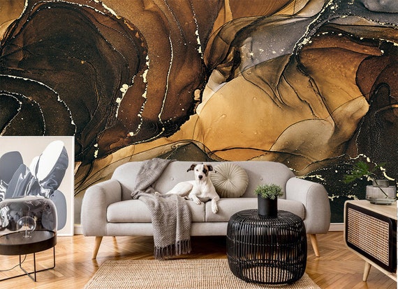 Papel pintado de mármol marrón y dorado, Mural de pared de arte abstracto,  Pelar y pegar, Papel pintado, Mural de pared, Arte de pared, Impresión de  pared, Papel autoadhesivo -  España