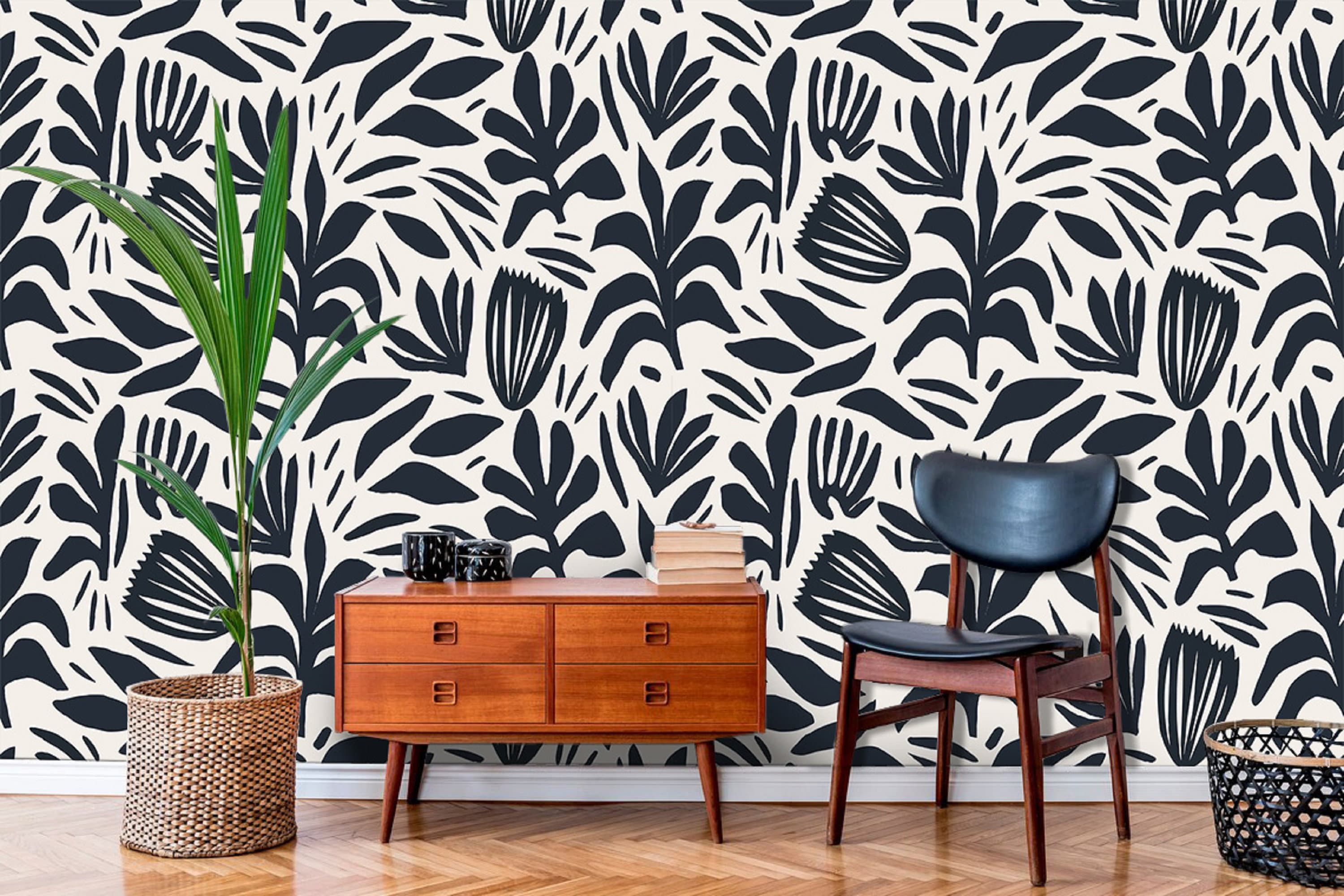 Abstract Wallpaper Minimal Organic Shapes Wall Mural Etsy