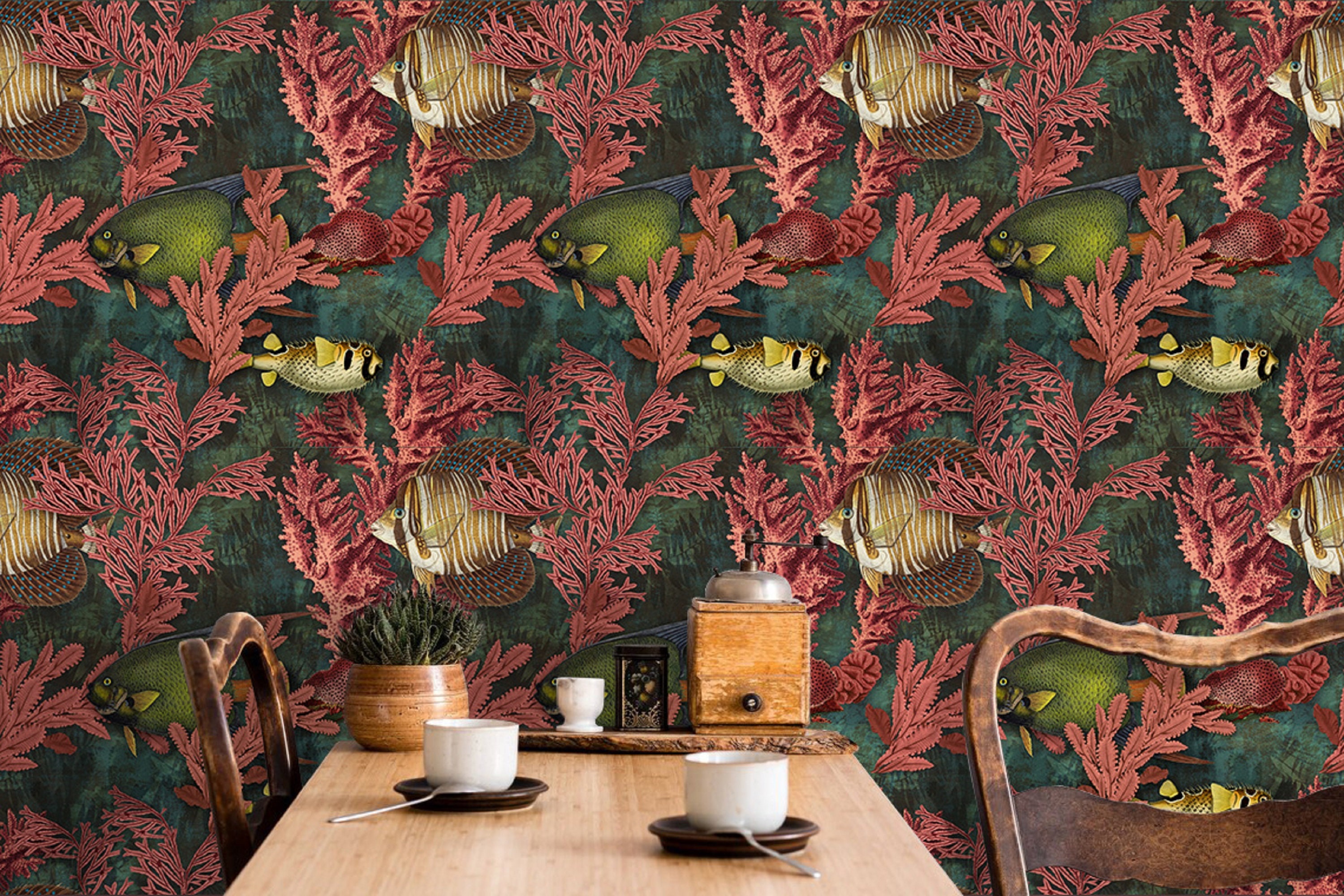 Vintage Fish Wallpaper Ocean Floor Aquatic Plants Vintage - Etsy Denmark Vintage Fish Wallpaper Ocean Floor Aquatic Plants Vintage - Etsy Denmark