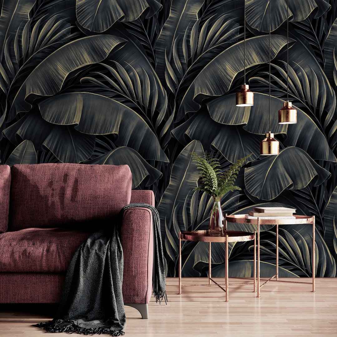 Banana Leaf Peel and Stick Wallpaper Tropical Wall Mural Etsy