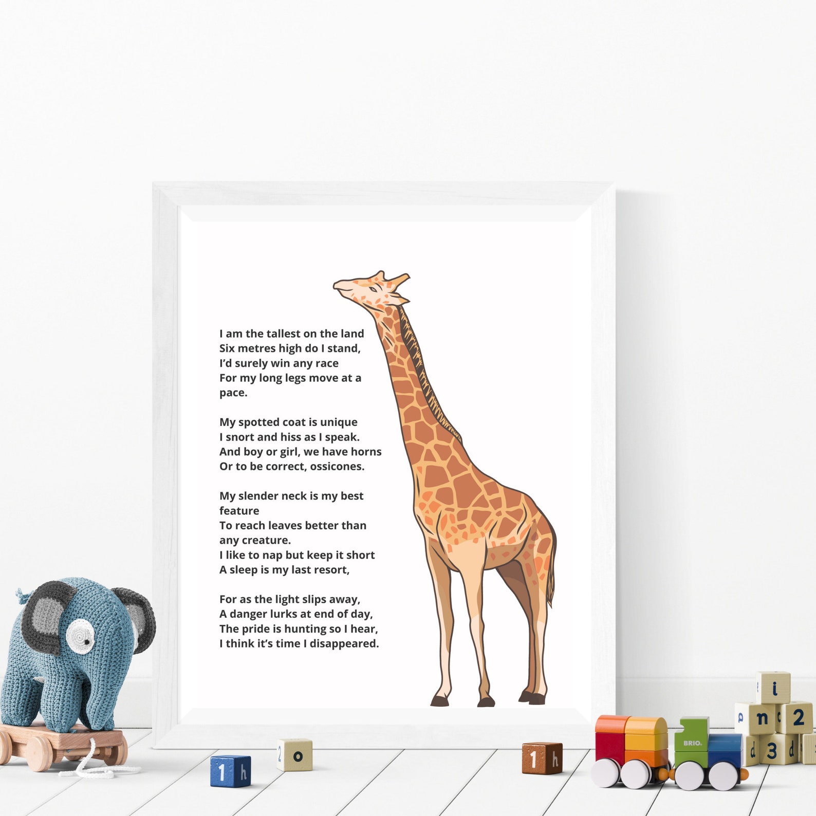 Giraffe Fun Facts Poem for child A4 Print Unframed Ideal | Etsy