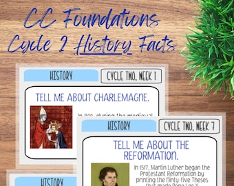 Classical Conversations 4x6 Flash Facts History Memory Work Travel Cards - Foundations History Cycle 2