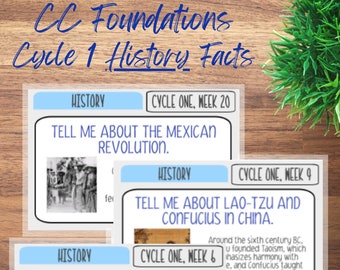 Classical Conversations 4x6 Flash Facts History Memory Work Travel Cards - Foundations History Cycle 1