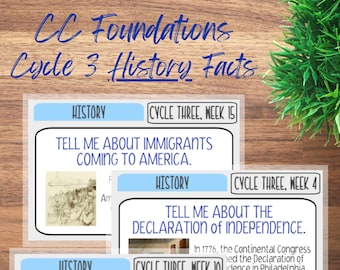 Classical Conversations 4x6 Flash Facts History Memory Work Travel Cards - Foundations History Cycle 3