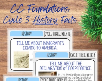 Classical Conversations 4x6 Flash Facts History Memory Work Travel Cards - Foundations History Cycle 3