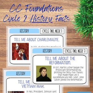 Classical Conversations 4x6 Flash Facts History Memory Work Travel Cards - Foundations History Cycle 2