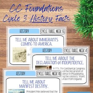 Classical Conversations 4x6 Flash Facts History Memory Work Travel Cards - Foundations History Cycle 3