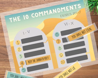 Ten Commandments Cutout Game, Catholic & Protestant (PDF)
