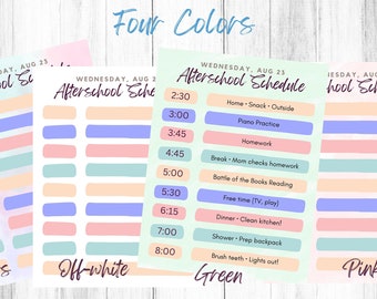Afterschool schedule template digital download PDF editable