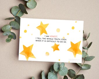Virtue Affirmation Memory Cards for Homeschool - Charlotte Mason Inspired Creativity, Joy, Honesty