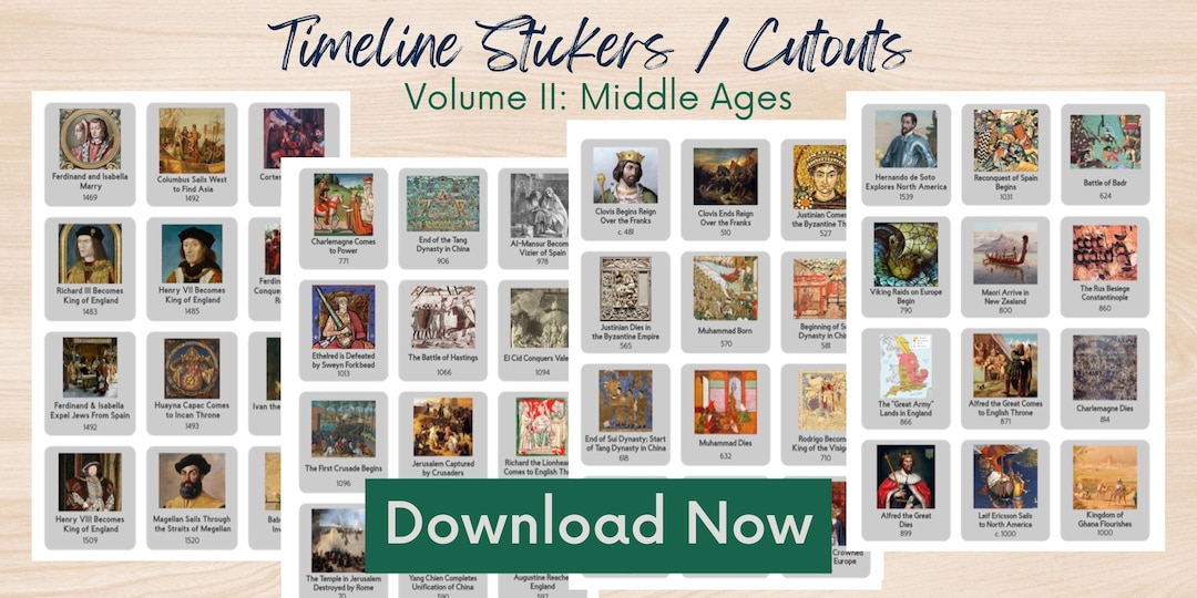 Timeline Sticker Book Timeline Stickers Cut Outs Printable Digital Story of the World Middle ...