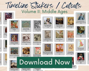 Timeline Stickers Cut Outs Printable Digital Story of the World Middle Ages Homeschool