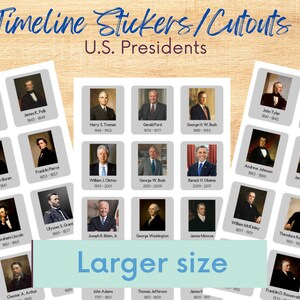 Timeline Stickers Cut Outs Printable Digital Classical Conversations U.S. Presidents Large Size Homeschool