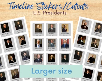 Timeline Stickers Cut Outs Printable Digital Classical Conversations U.S. Presidents Large Size Homeschool