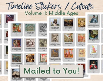 PHYSICAL Timeline Stickers Cut Outs Printed Story of the World Homeschool MIDDLE AGES