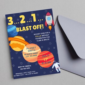 Space Birthday Party Kids Invitation