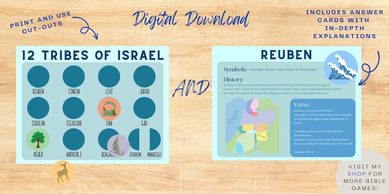 Matching Israel Twelve Tribes of Israel Matching Game, Sons of Jacob (PDF Printable) - Etsy