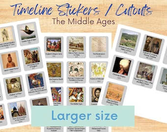 Timeline Stickers Cut Outs Printable Digital Classical Conversations Middle Ages, Age of Exploration, Etc Large Size Homeschool