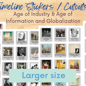 Timeline Stickers Cut Outs Printable Classical Conversations Age of Industry, Age of Information & Globalization Large Size Homeschool