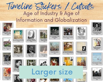 Timeline Stickers Cut Outs Printable Classical Conversations Age of Industry, Age of Information & Globalization Large Size Homeschool