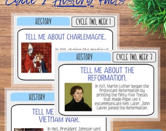 Classical Conversations 4x6 Flash Facts History Memory Work Travel Cards - Foundations History Cycle 2