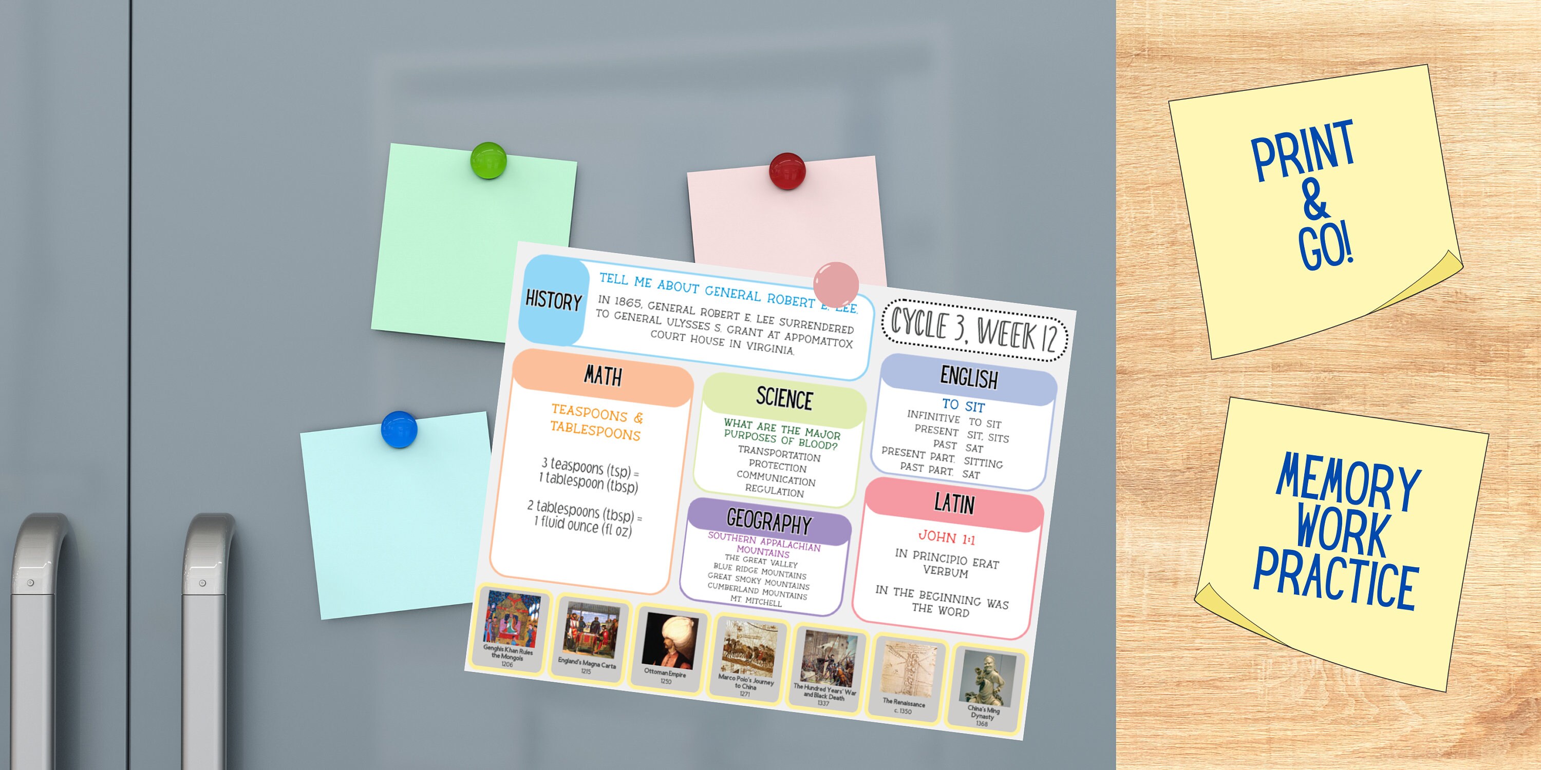 Classical Conversations Full Page Fridge Facts Memory Work Display