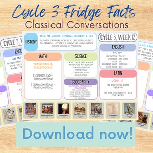 Classical Conversations Ganzseite Kühlschrank Facts Memory Work Display Sheets - Foundations Cycle 3