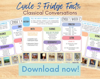 Classical Conversations Full Page Fridge Facts Memory Work Display Sheets - Foundations Cycle 3