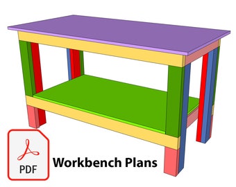 DIY Workbench, Simple Heavy-Duty Workbench Plans | Instant download