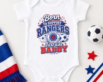 Body personalizado de bebé del Rangers, Nacido para apoyar al Rangers como papá, Chaleco de bebé con nombre personalizado del Rangers, Regalo para recién nacidos aficionados del Rangers