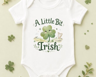 Body para bebé "Un poco irlandés", pelele con estampado de tréboles, chaleco para recién nacido "Herencia irlandesa", regalo para bebé niño o niña, conjunto para el Día de San Patricio.