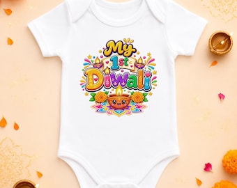 Personalised Baby's First Diwali Bodysuit, My First Diwali Baby Vest, Custom Name Indian Festival Outfit, Newborn Diwali Gift